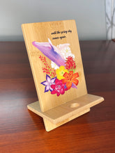 Load image into Gallery viewer, Purple Spring Whale Bamboo Stand - Phone Stand, Photo Holder