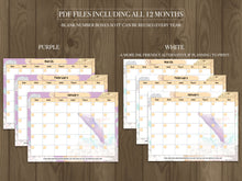 Load image into Gallery viewer, Purple Whale Digital & Printable Month Calendar - Instant Download