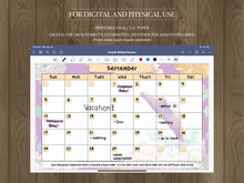 Load image into Gallery viewer, Purple Whale Digital & Printable Month Calendar - Instant Download