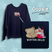 Load image into Gallery viewer, Winter Bear Embroidered Navy Sweatshirt
