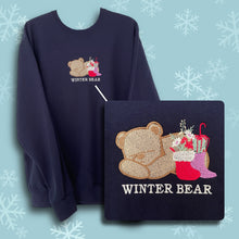 Load image into Gallery viewer, Winter Bear Embroidered Navy Sweatshirt
